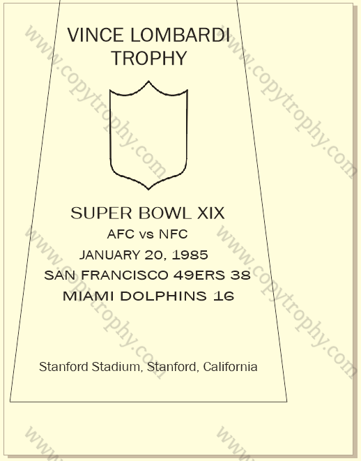 SUPER_BOWL_19_SF_49ers-1 Vince Lombardi Trophy, Super Bowl 19, XIX San Francisco 49ers