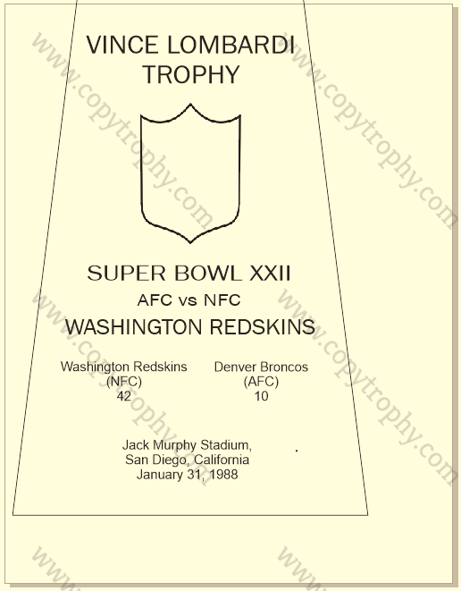 REDSKINS ENGRAVING WITH INTRODUCED SCORES AND LOCATION