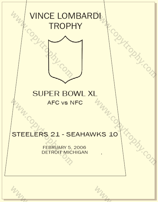 SUPER_BOWL_40_STEELERS Vince Lombardi Trophy, Super Bowl 40, XL Pittsburgh Steelers