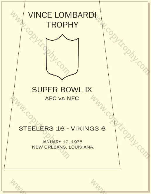 SUPER_BOWL_9_STEELERS-1 Vince Lombardi Trophy, Super Bowl 9, IX Pittsburgh Steelers