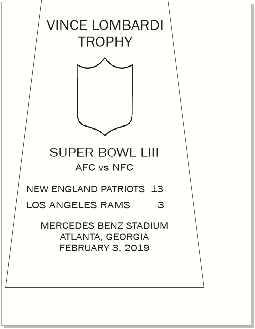 SUPER_BOWL_53_PATRIOTS Vince Lombardi Trophy, Super Bowl 53, LIII New England Patriots